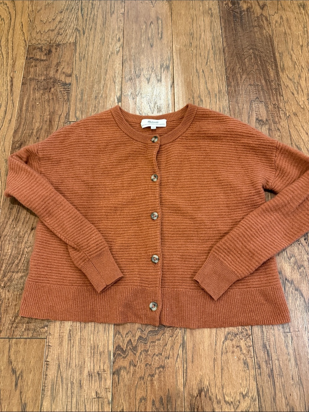 Madewell Rust Ribbed Button-Front Women's Cardigan, XXSmall